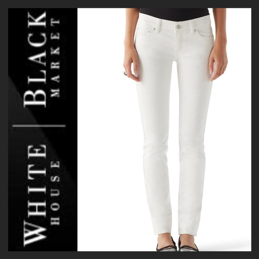 WHBM EMBELLISHED/EMBROIDERED NOIR SLIM-LEG JEANS